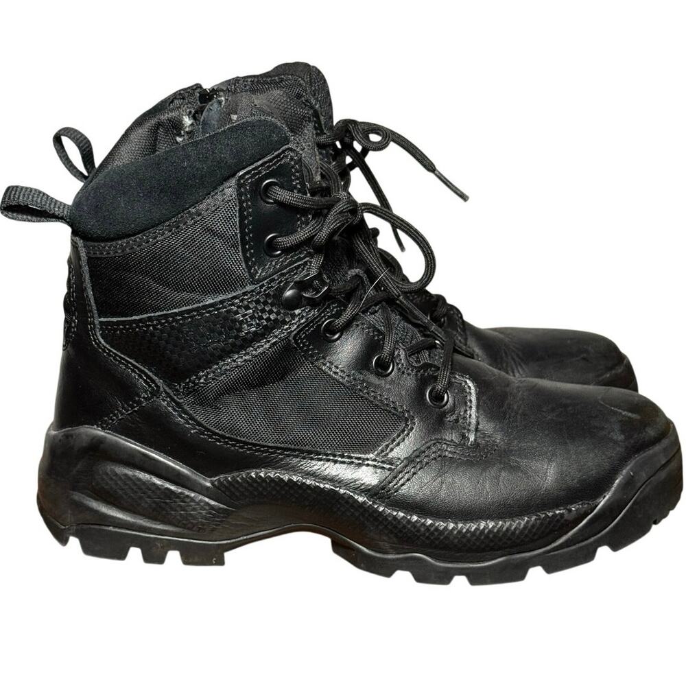 5.11 Tactical Womens ATAC 2.0 6" Side Zip Boots Black Leather Duty Size 9.5 R